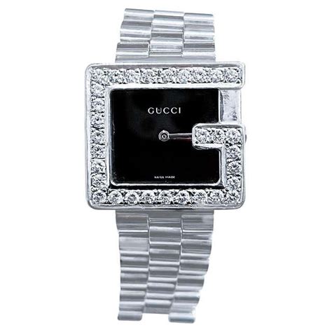 silver gucci watch with diamonds and blue face|gucci watch with diamond bezel.